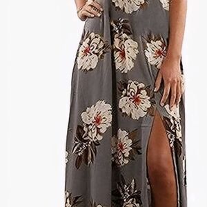 Pink Tan Sleeveless Sundress with Slit